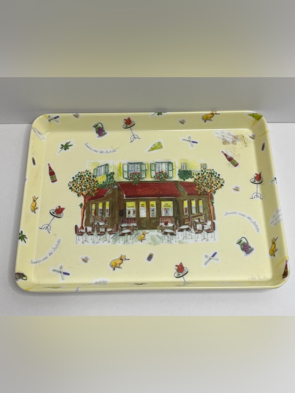 Vintage Made In Italy Milan Mebel Melamine Mini Serving Tray Paris Bistro Scene